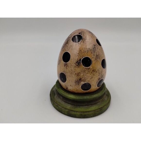 SOAPSTONE Egg with Polka Dots Mauve Pink and Black - Picture 2 of 7